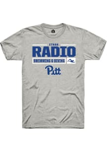 Ethan Radio  Pitt Panthers Ash Rally NIL Stacked Box Short Sleeve T Shirt