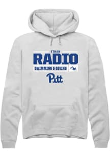 Ethan Radio  Rally Pitt Panthers Mens White NIL Stacked Box Long Sleeve Hoodie