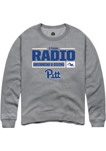 Ethan Radio  Rally Pitt Panthers Mens Graphite NIL Stacked Box Long Sleeve Crew Sweatshirt