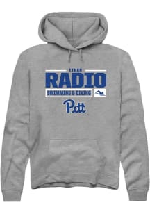 Ethan Radio  Rally Pitt Panthers Mens Graphite NIL Stacked Box Long Sleeve Hoodie