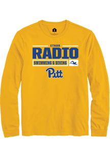Ethan Radio  Pitt Panthers Gold Rally NIL Stacked Box Long Sleeve T Shirt