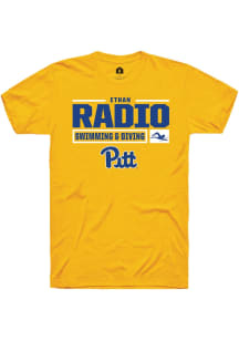 Ethan Radio  Pitt Panthers Gold Rally NIL Stacked Box Short Sleeve T Shirt