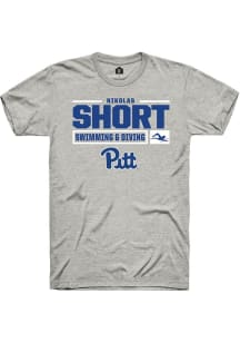 Nikolas Short  Pitt Panthers Ash Rally NIL Stacked Box Short Sleeve T Shirt