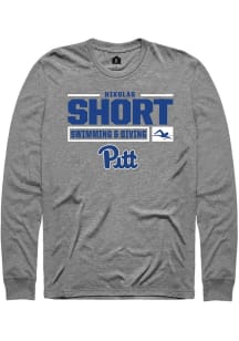 Nikolas Short  Pitt Panthers Graphite Rally NIL Stacked Box Long Sleeve T Shirt
