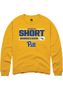 Nikolas Short  Rally Pitt Panthers Mens Gold NIL Stacked Box Long Sleeve Crew Sweatshirt