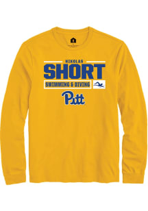 Nikolas Short  Pitt Panthers Gold Rally NIL Stacked Box Long Sleeve T Shirt