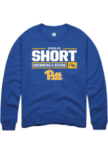 Nikolas Short  Rally Pitt Panthers Mens Blue NIL Stacked Box Long Sleeve Crew Sweatshirt