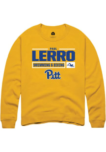 Paul Lerro  Rally Pitt Panthers Mens Gold NIL Stacked Box Long Sleeve Crew Sweatshirt