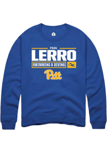 Paul Lerro  Rally Pitt Panthers Mens Blue NIL Stacked Box Long Sleeve Crew Sweatshirt