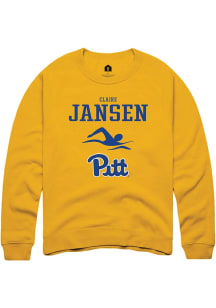 Claire Jansen  Rally Pitt Panthers Mens Gold NIL Sport Icon Long Sleeve Crew Sweatshirt
