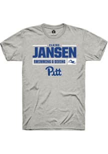 Claire Jansen  Pitt Panthers Ash Rally NIL Stacked Box Short Sleeve T Shirt