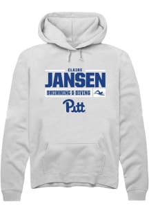 Claire Jansen  Rally Pitt Panthers Mens White NIL Stacked Box Long Sleeve Hoodie