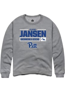 Claire Jansen  Rally Pitt Panthers Mens Graphite NIL Stacked Box Long Sleeve Crew Sweatshirt