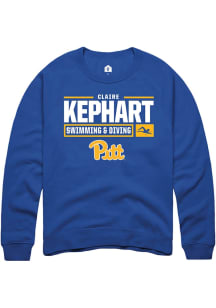 Claire Jansen  Rally Pitt Panthers Mens Blue NIL Stacked Box Long Sleeve Crew Sweatshirt