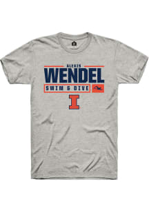 Alexis Wendel  Illinois Fighting Illini Ash Rally NIL Stacked Box Short Sleeve T Shirt
