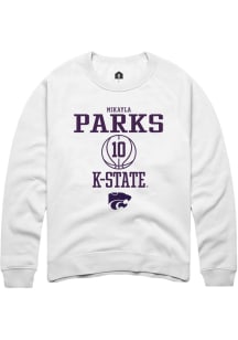 Mikayla Parks  Rally K-State Wildcats Mens White NIL Sport Icon Long Sleeve Crew Sweatshirt
