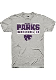 Mikayla Parks  K-State Wildcats Ash Rally NIL Stacked Box Short Sleeve T Shirt