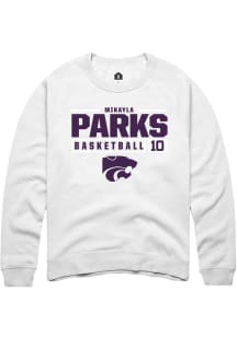 Mikayla Parks  Rally K-State Wildcats Mens White NIL Stacked Box Long Sleeve Crew Sweatshirt