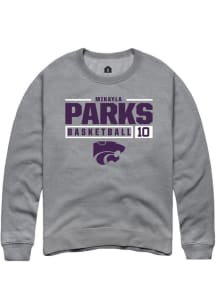 Mikayla Parks  Rally K-State Wildcats Mens Graphite NIL Stacked Box Long Sleeve Crew Sweatshirt