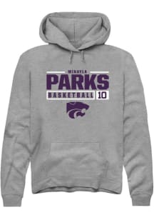 Mikayla Parks  Rally K-State Wildcats Mens Graphite NIL Stacked Box Long Sleeve Hoodie