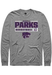 Mikayla Parks  K-State Wildcats Graphite Rally NIL Stacked Box Long Sleeve T Shirt