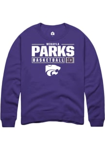 Mikayla Parks  Rally K-State Wildcats Mens Purple NIL Stacked Box Long Sleeve Crew Sweatshirt
