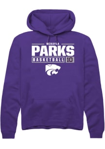 Mikayla Parks  Rally K-State Wildcats Mens Purple NIL Stacked Box Long Sleeve Hoodie