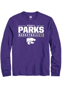 Mikayla Parks  K-State Wildcats Purple Rally NIL Stacked Box Long Sleeve T Shirt