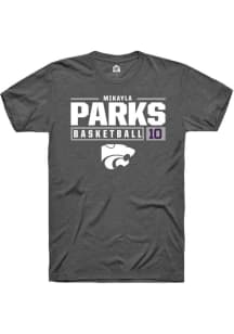 Mikayla Parks  K-State Wildcats Dark Grey Rally NIL Stacked Box Short Sleeve T Shirt