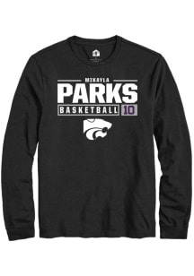Mikayla Parks  K-State Wildcats Black Rally NIL Stacked Box Long Sleeve T Shirt