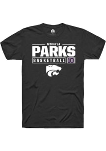 Mikayla Parks  K-State Wildcats Black Rally NIL Stacked Box Short Sleeve T Shirt