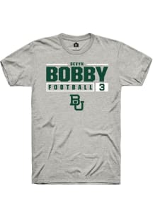 Devyn Bobby  Baylor Bears Ash Rally NIL Stacked Box Short Sleeve T Shirt
