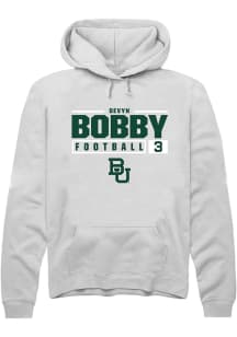 Devyn Bobby  Rally Baylor Bears Mens White NIL Stacked Box Long Sleeve Hoodie