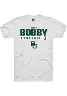Devyn Bobby  Baylor Bears White Rally NIL Stacked Box Short Sleeve T Shirt