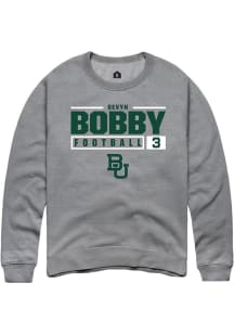 Devyn Bobby  Rally Baylor Bears Mens Graphite NIL Stacked Box Long Sleeve Crew Sweatshirt