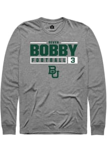 Devyn Bobby  Baylor Bears Graphite Rally NIL Stacked Box Long Sleeve T Shirt