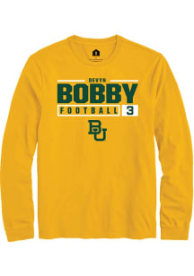 Devyn Bobby  Baylor Bears Gold Rally NIL Stacked Box Long Sleeve T Shirt