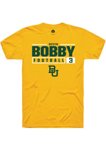 Devyn Bobby  Baylor Bears Gold Rally NIL Stacked Box Short Sleeve T Shirt