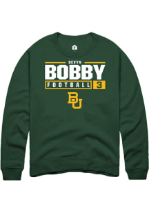 Devyn Bobby  Rally Baylor Bears Mens Green NIL Stacked Box Long Sleeve Crew Sweatshirt