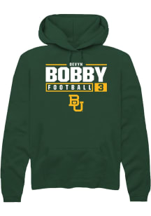 Devyn Bobby  Rally Baylor Bears Mens Green NIL Stacked Box Long Sleeve Hoodie