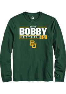 Devyn Bobby  Baylor Bears Green Rally NIL Stacked Box Long Sleeve T Shirt
