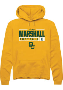 Jackie Marshall  Rally Baylor Bears Mens Gold NIL Stacked Box Long Sleeve Hoodie