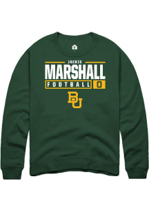 Jackie Marshall  Rally Baylor Bears Mens Green NIL Stacked Box Long Sleeve Crew Sweatshirt