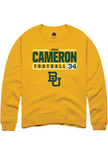 Josh Cameron  Rally Baylor Bears Mens Gold NIL Stacked Box Long Sleeve Crew Sweatshirt