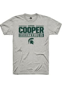 Carson Cooper  Michigan State Spartans Ash Rally NIL Stacked Box Short Sleeve T Shirt