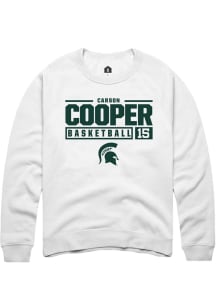 Carson Cooper  Rally Michigan State Spartans Mens White NIL Stacked Box Long Sleeve Crew Sweatshir..