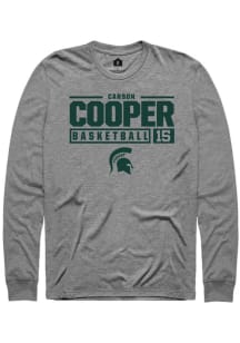 Carson Cooper  Michigan State Spartans Graphite Rally NIL Stacked Box Long Sleeve T Shirt