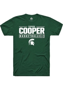Carson Cooper  Michigan State Spartans Green Rally NIL Stacked Box Short Sleeve T Shirt