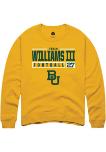 Tevin Williams III  Rally Baylor Bears Mens Gold NIL Stacked Box Long Sleeve Crew Sweatshirt