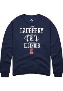 Aidan Laughery  Rally Illinois Fighting Illini Mens Navy Blue NIL Sport Icon Long Sleeve Crew Swea..